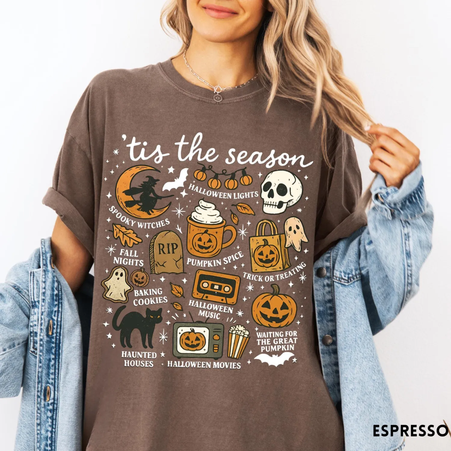 Tis The Season Vintage Pumpkin Witch Halloween T-Shirt
