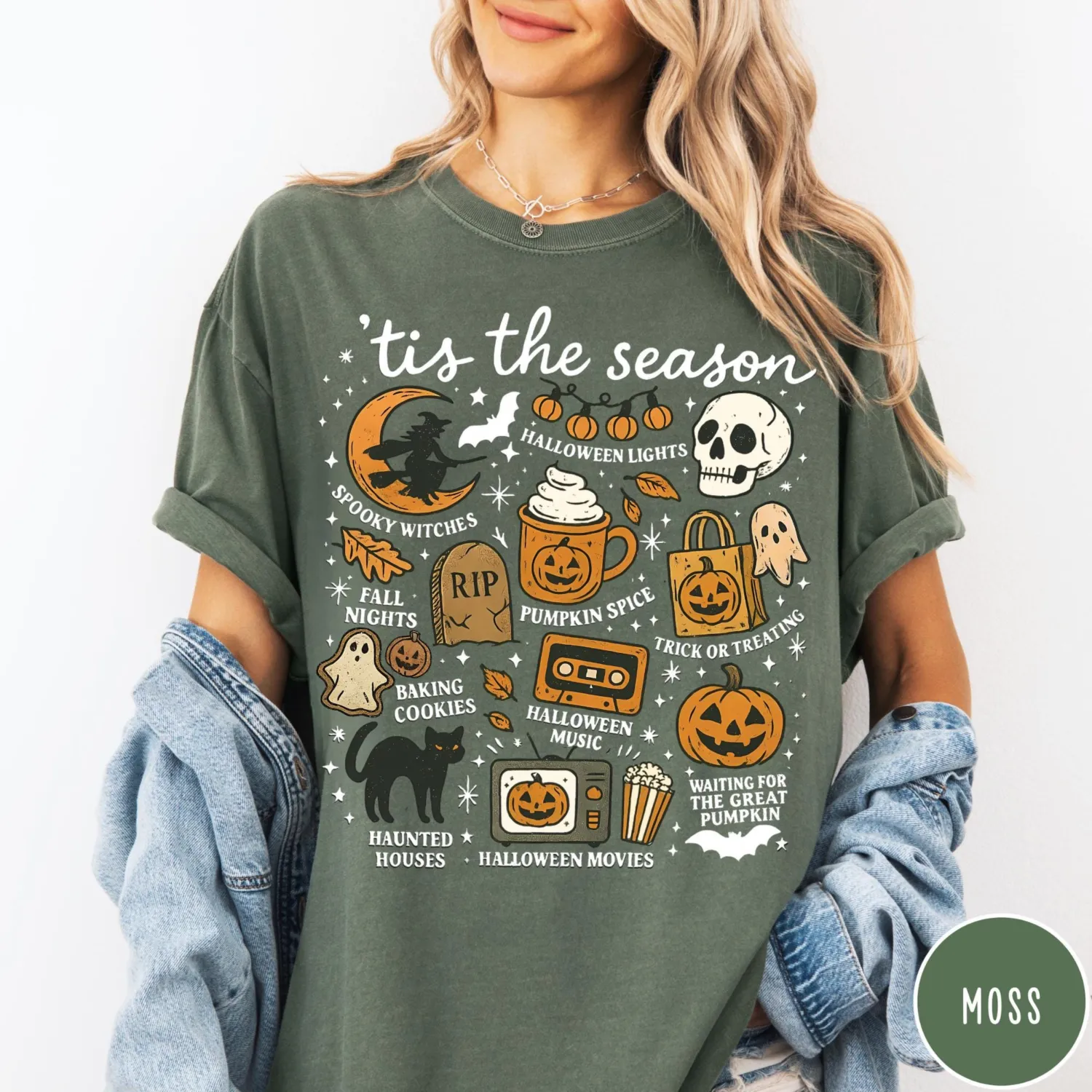 Tis The Season Vintage Pumpkin Witch Halloween T-Shirt