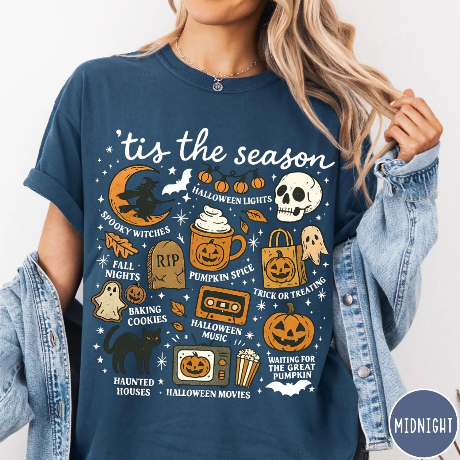 Tis The Season Vintage Pumpkin Witch Halloween T-Shirt