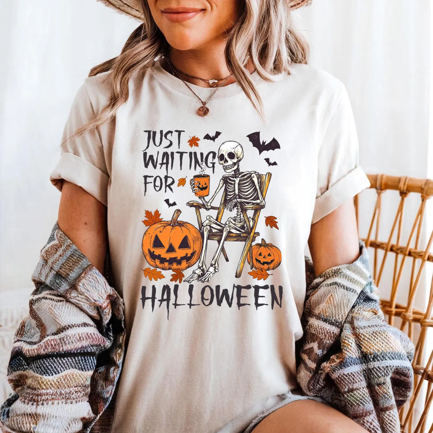 Skeleton Halloween Sweatshirt: Funny Pumpkin Crewneck