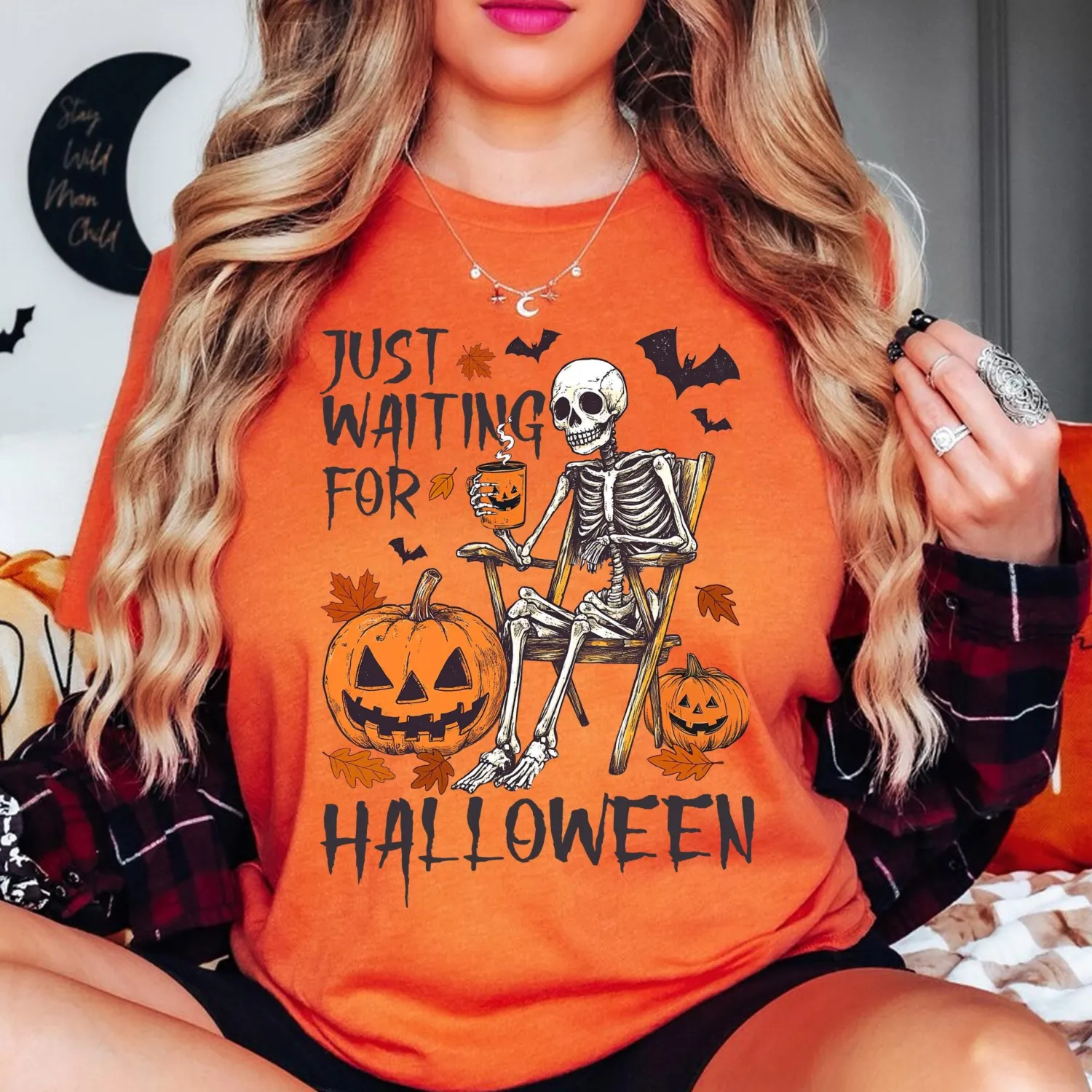 Skeleton Halloween Sweatshirt: Funny Pumpkin Crewneck Skeleton Halloween Sweatshirt: Funny Pumpkin Crewneck