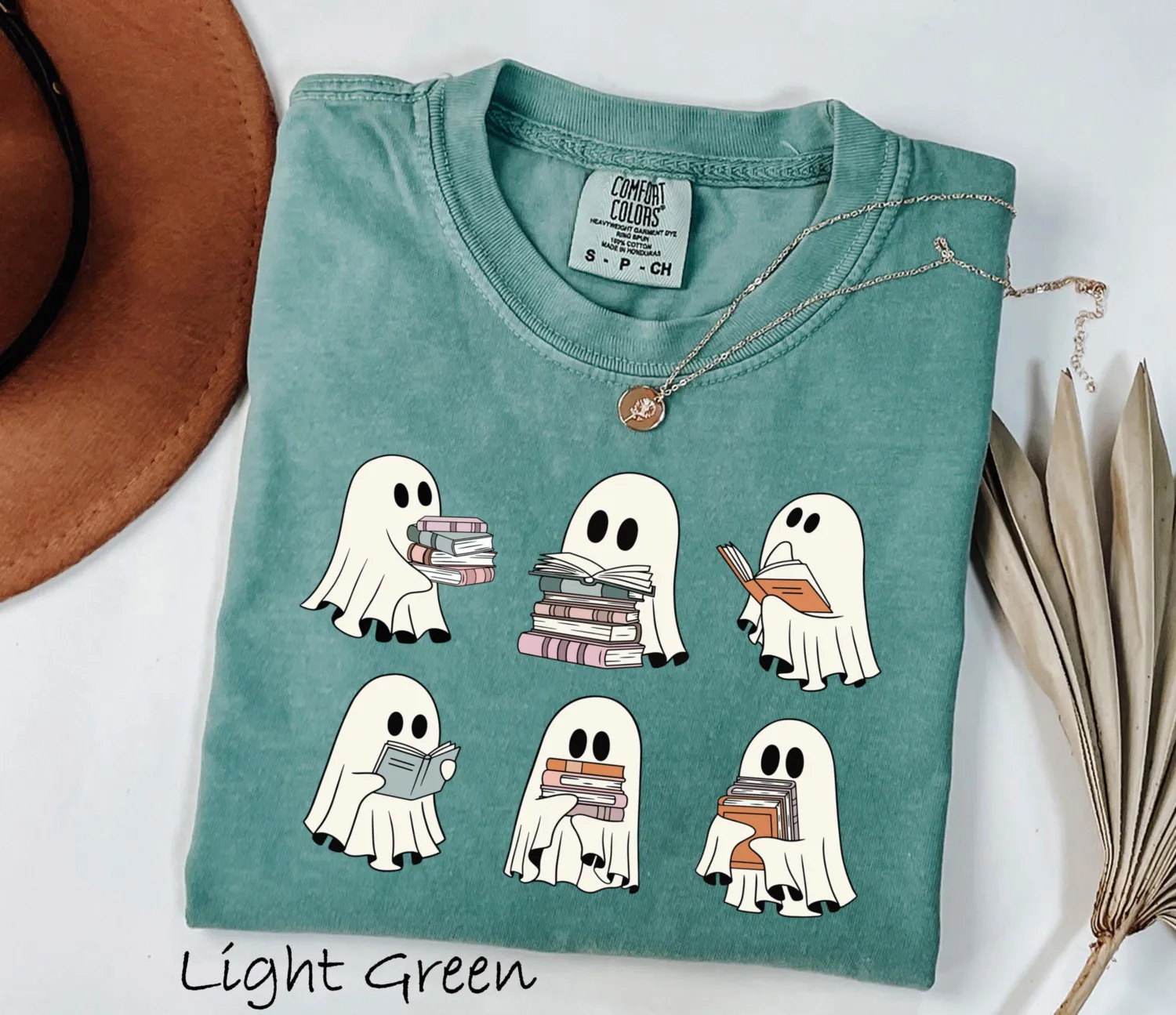 Halloween Bookshelf Ghost Reader T-shirt
