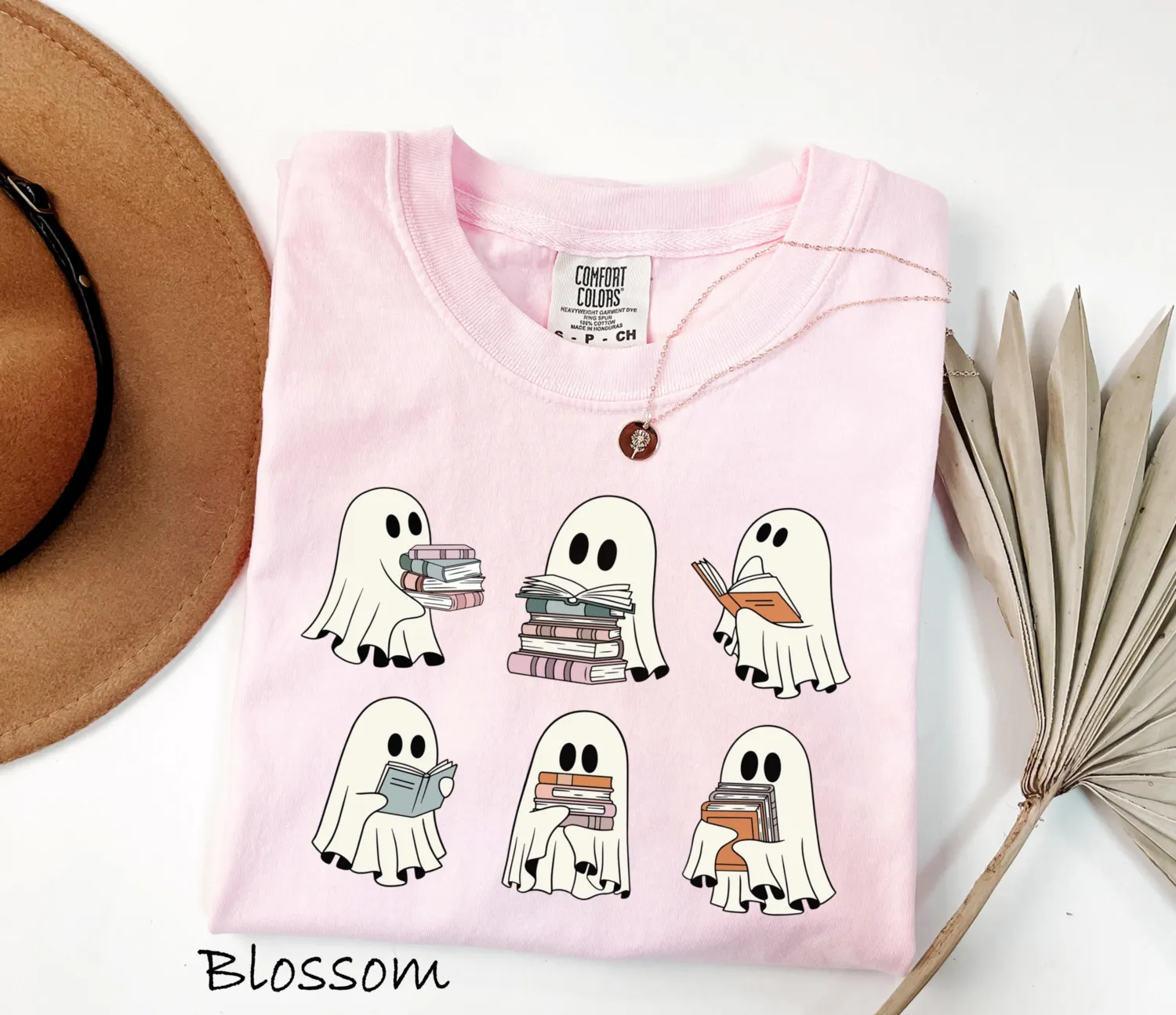 Halloween Bookshelf Ghost Reader T-shirt
