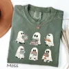 Halloween Bookshelf Ghost Reader T-shirt