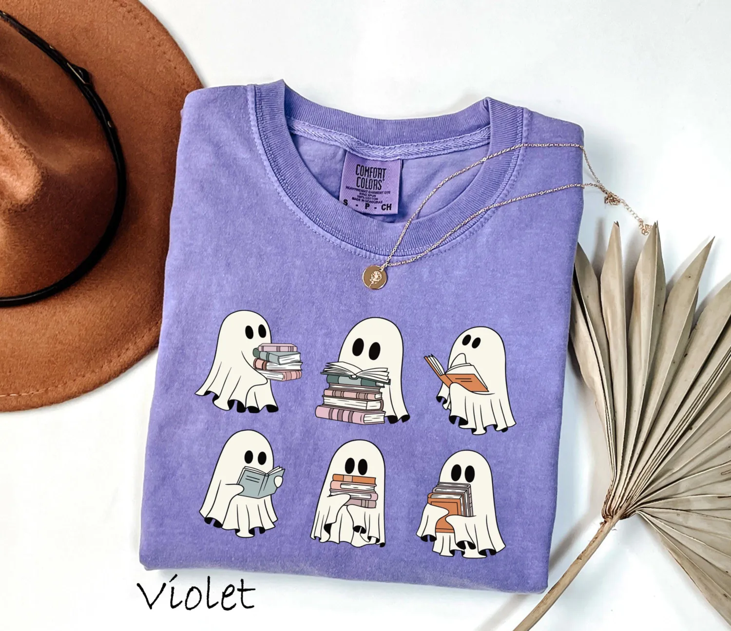 Halloween Bookshelf Ghost Reader T-shirt