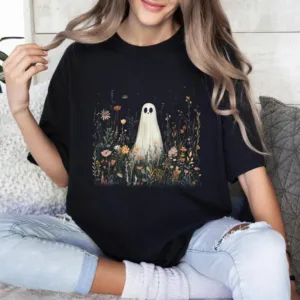 Ghost in Wildflowers Shirt: Spooky Fall Floral T-Shirt Ghost in Wildflowers Shirt: Spooky Fall Floral T-Shirt