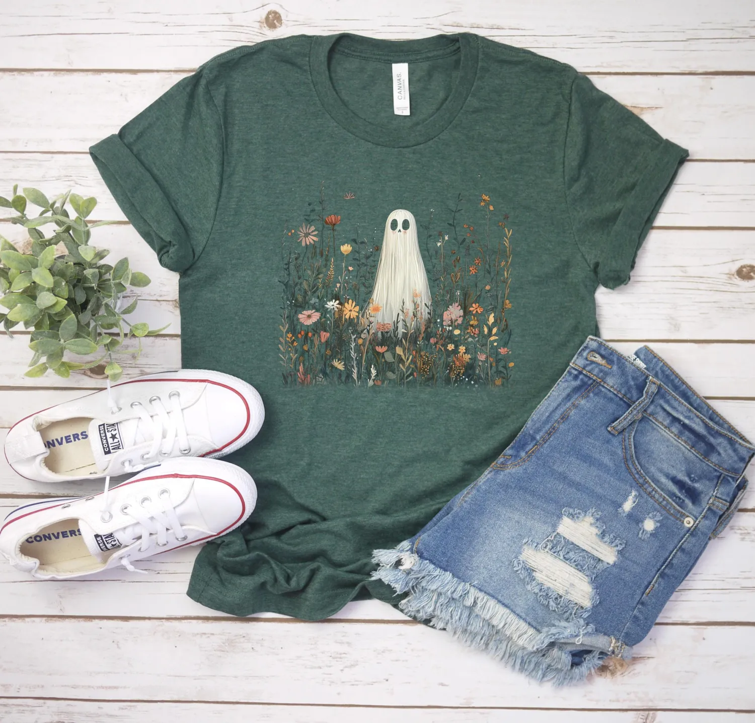 Ghost in Wildflowers Shirt: Spooky Fall Floral T-Shirt Ghost in Wildflowers Shirt: Spooky Fall Floral T-Shirt