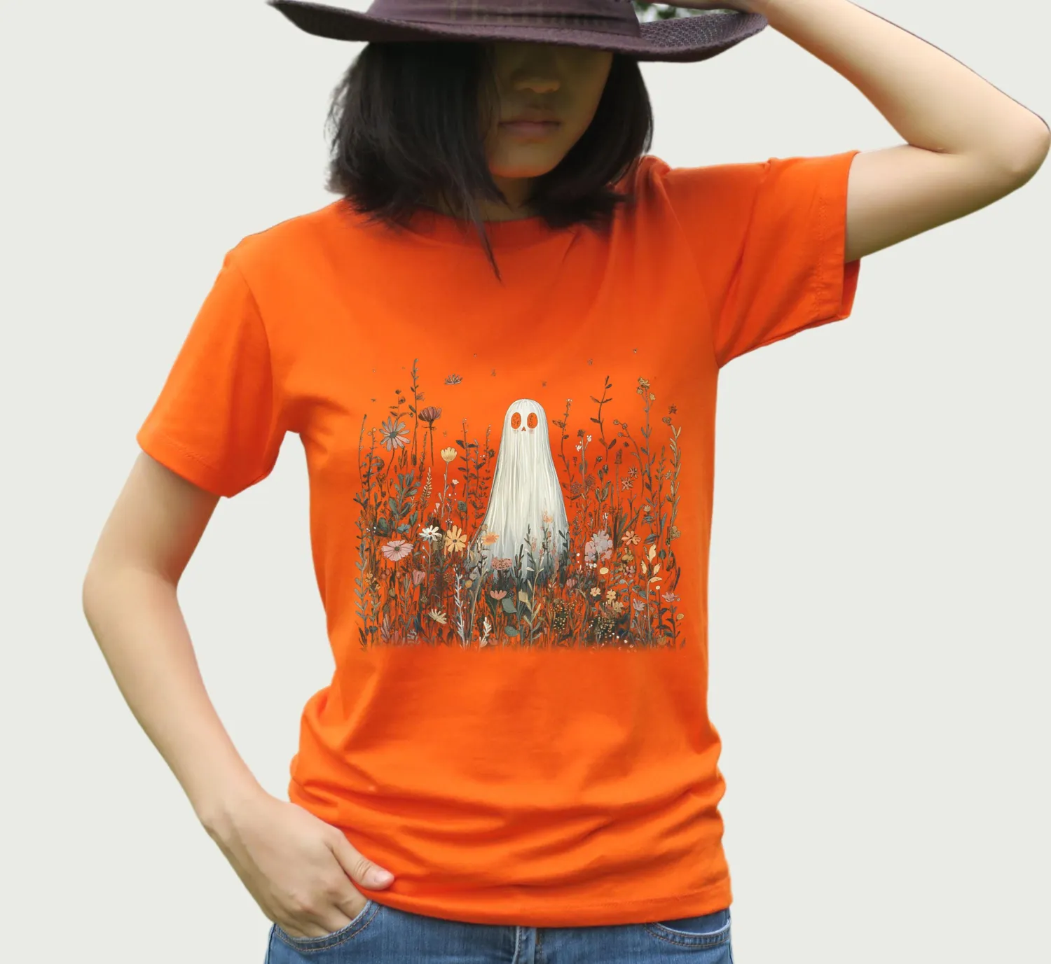Ghost in Wildflowers Shirt: Spooky Fall Floral T-Shirt Ghost in Wildflowers Shirt: Spooky Fall Floral T-Shirt