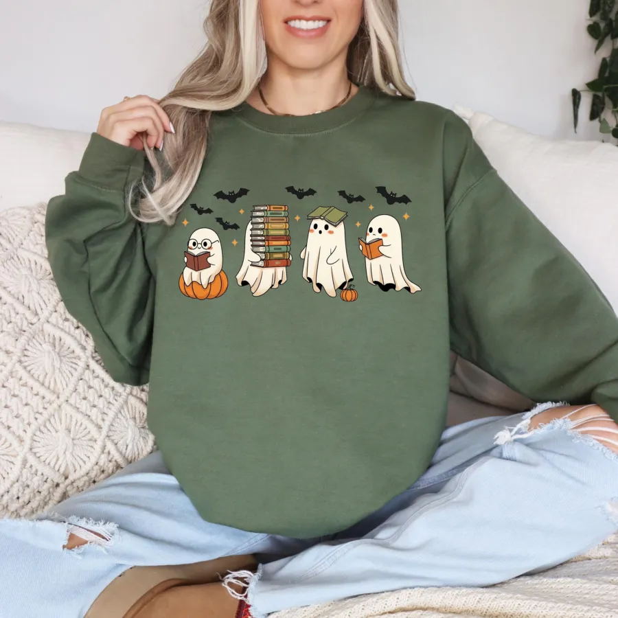 Reading Ghosts Halloween Sweatshirt