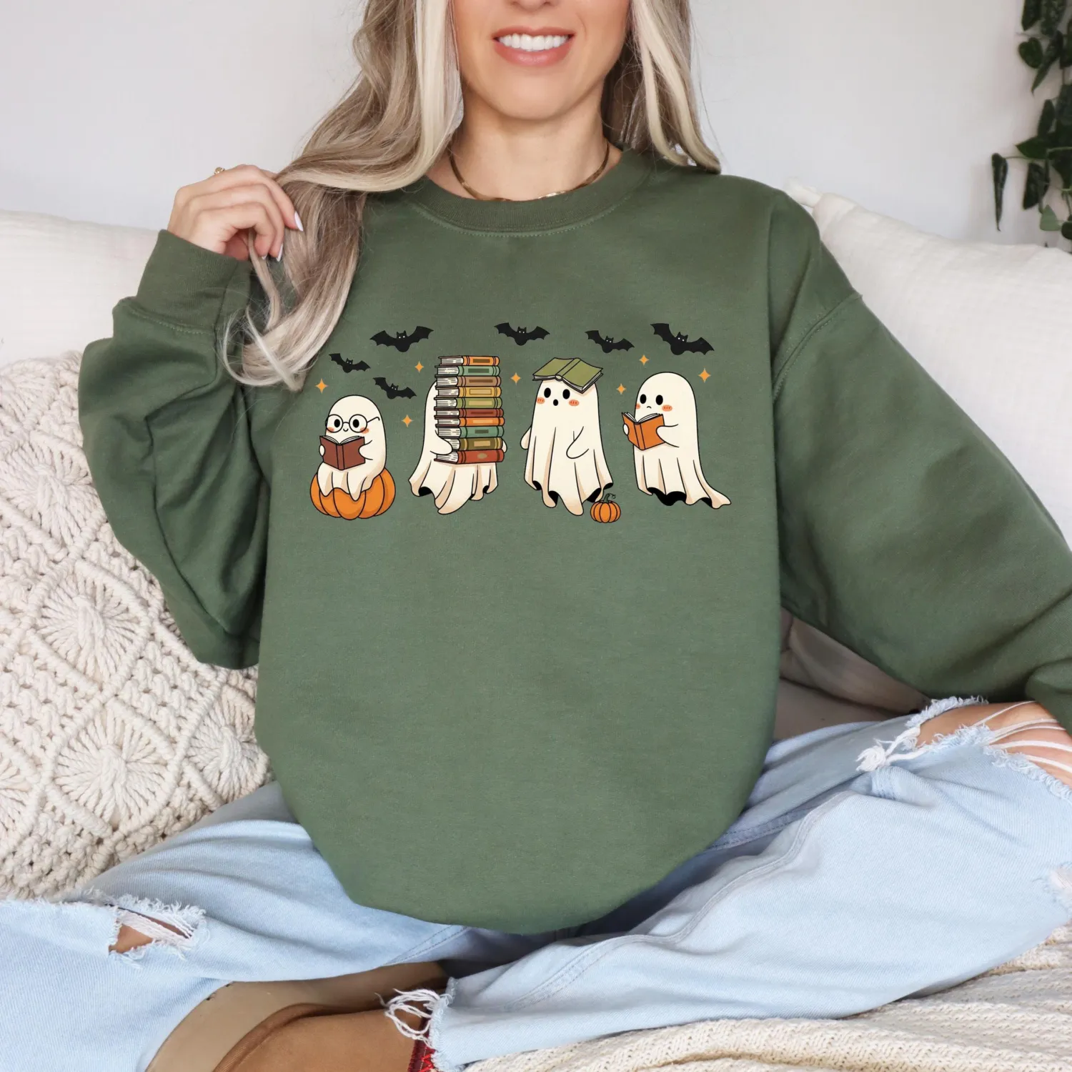 Reading Ghosts Halloween Sweatshirt Reading Ghosts Halloween Sweatshirt