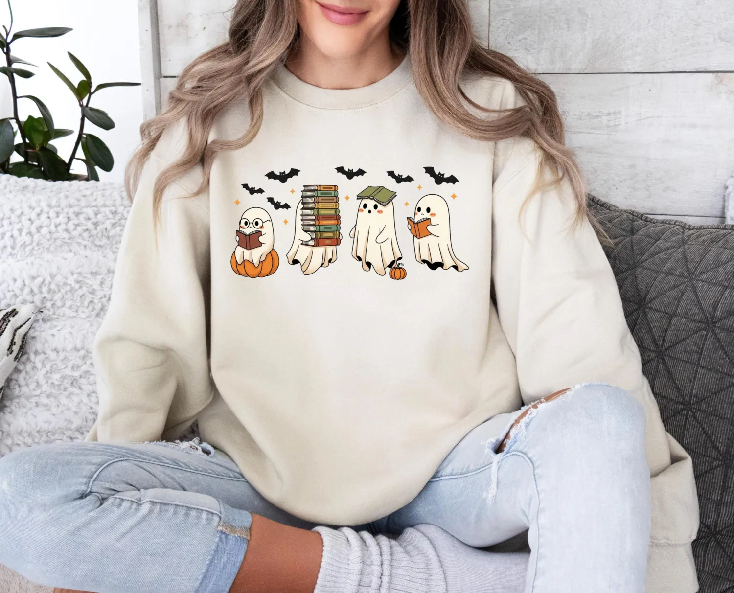 Reading Ghosts Halloween Sweatshirt Reading Ghosts Halloween Sweatshirt