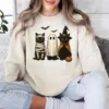 Spooky Black Cat Ghost Halloween T-Shirt or Sweatshirt