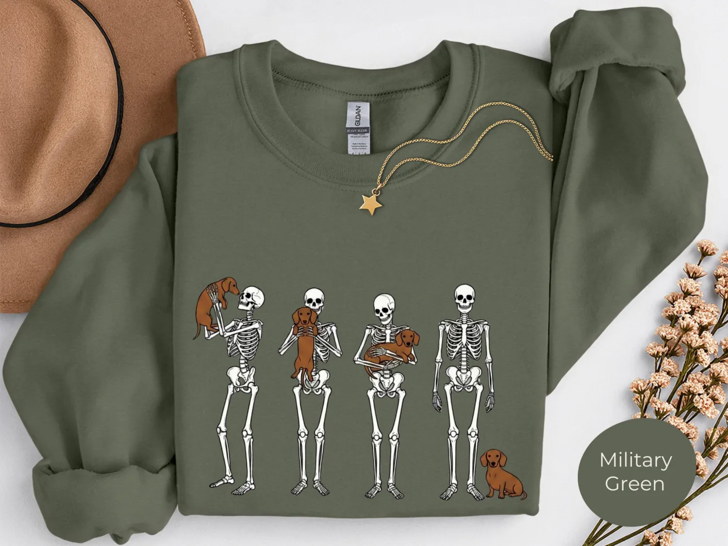 Halloween Dachshund Skeleton Sweatshirt