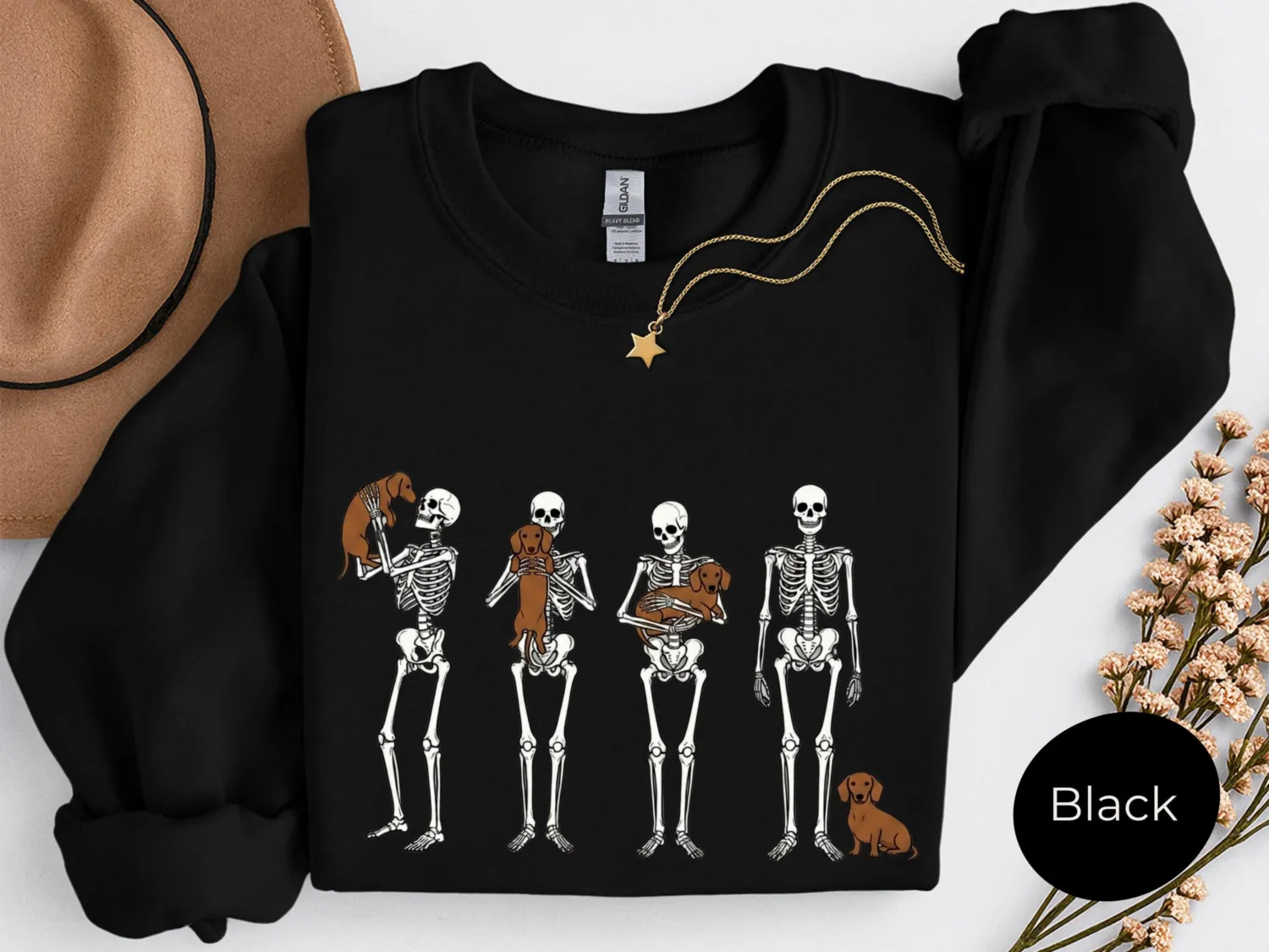 Halloween Dachshund Skeleton Sweatshirt
