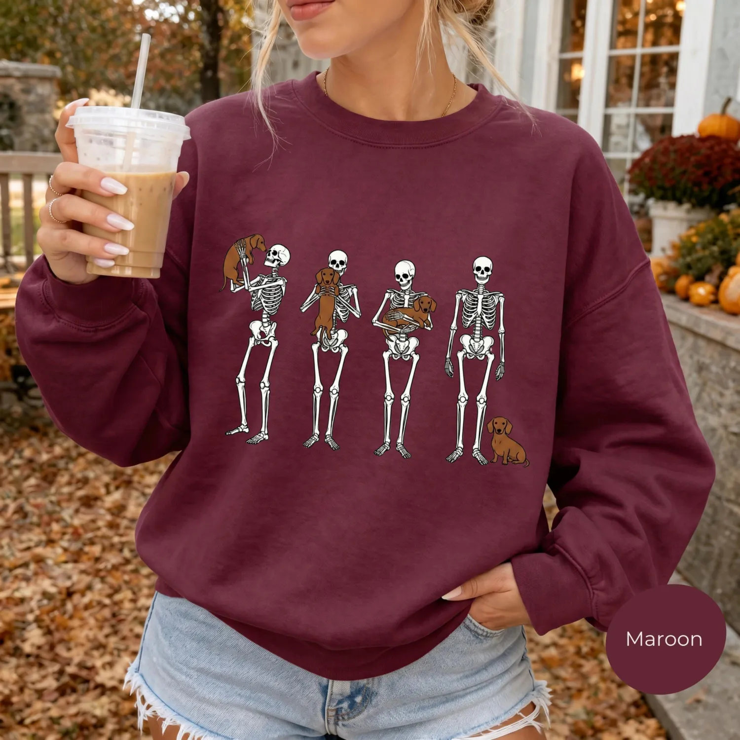Halloween Dachshund Skeleton Sweatshirt