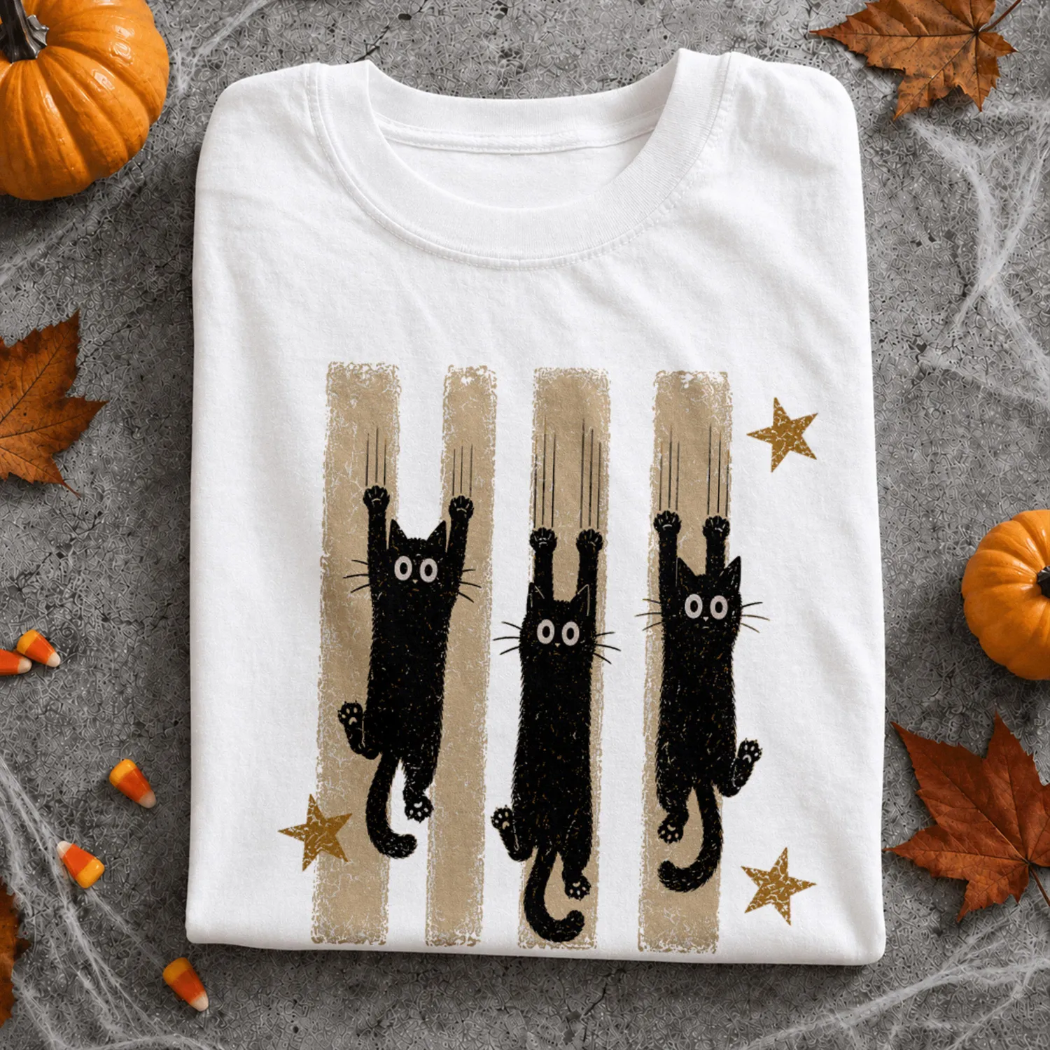 Vintage Witchy Cat Halloween T-Shirt