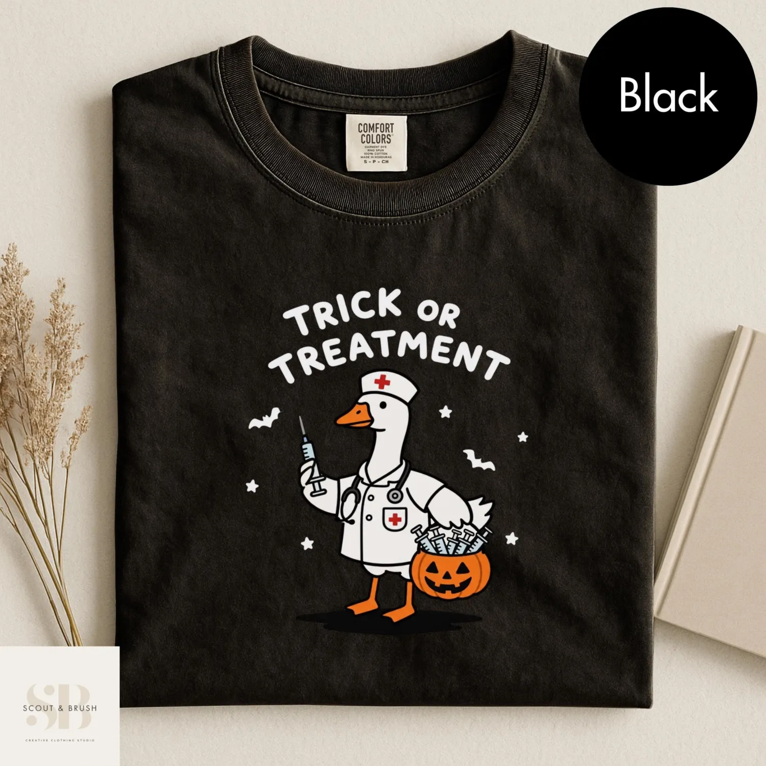 Trick Or Treatment Funny Goose Nurse Halloween T-Shirt