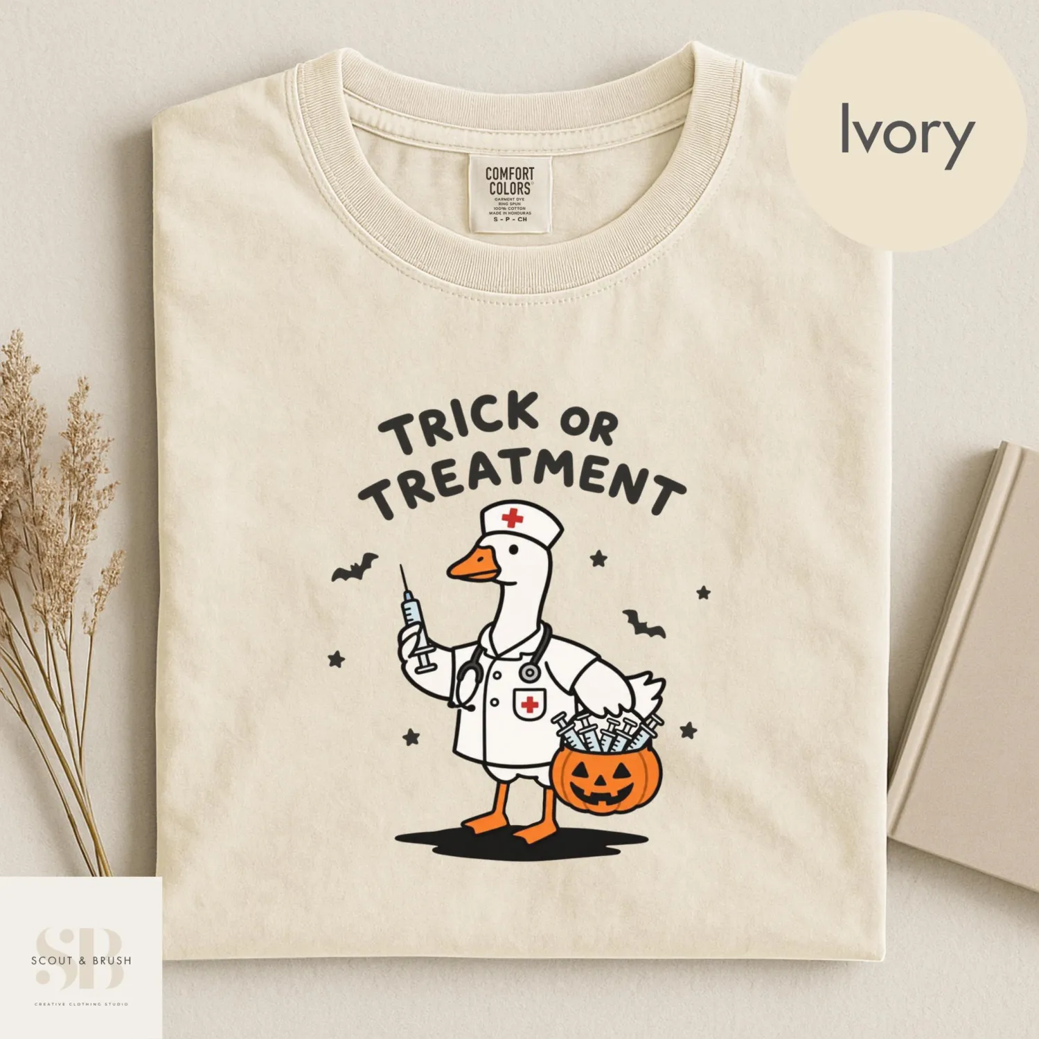 Trick Or Treatment Funny Goose Nurse Halloween T-Shirt