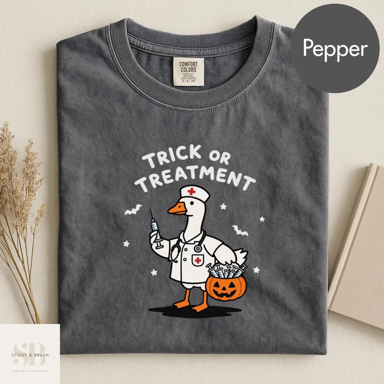 Trick Or Treatment Funny Goose Nurse Halloween T-Shirt