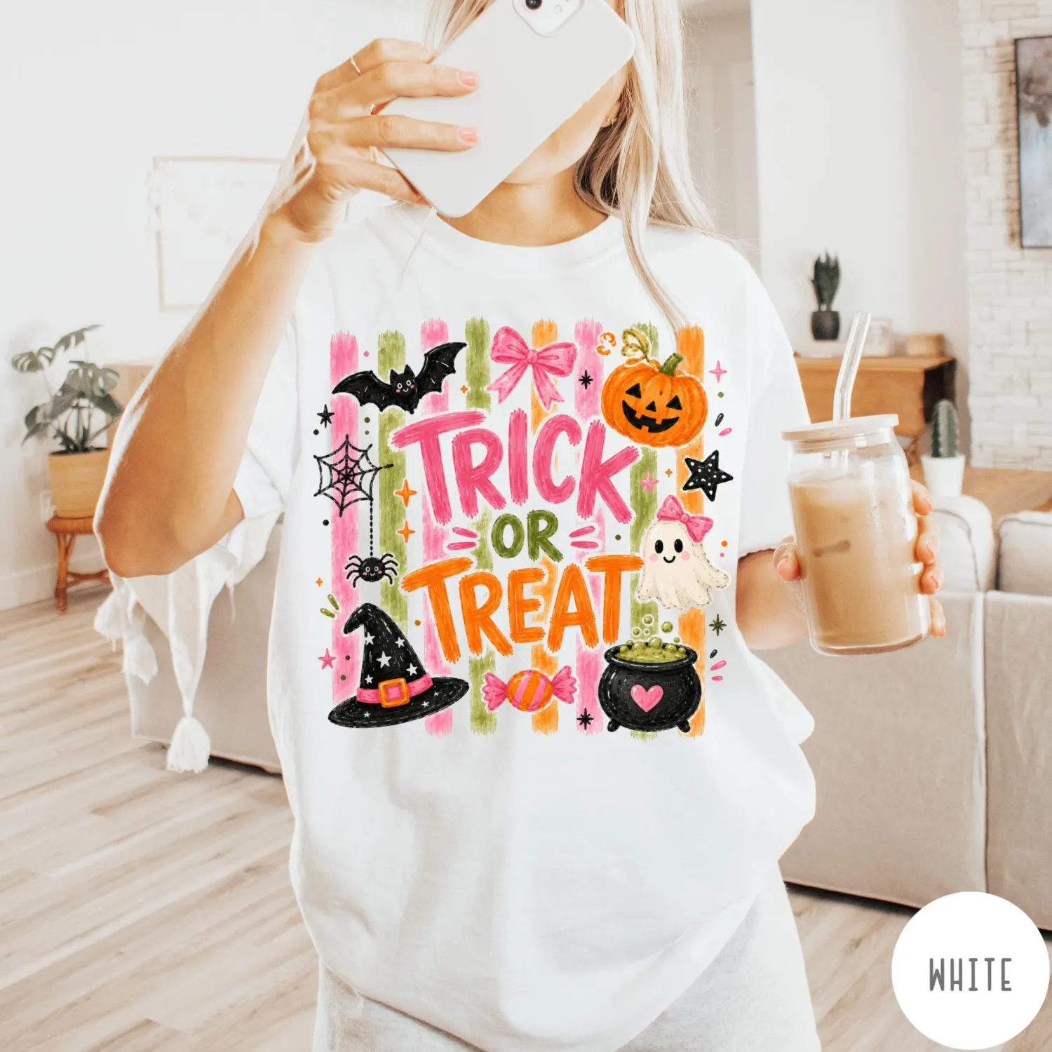 Cute Pink Coquette Trick or Treat Halloween T-Shirt Cute Pink Coquette Trick or Treat Halloween T-Shirt