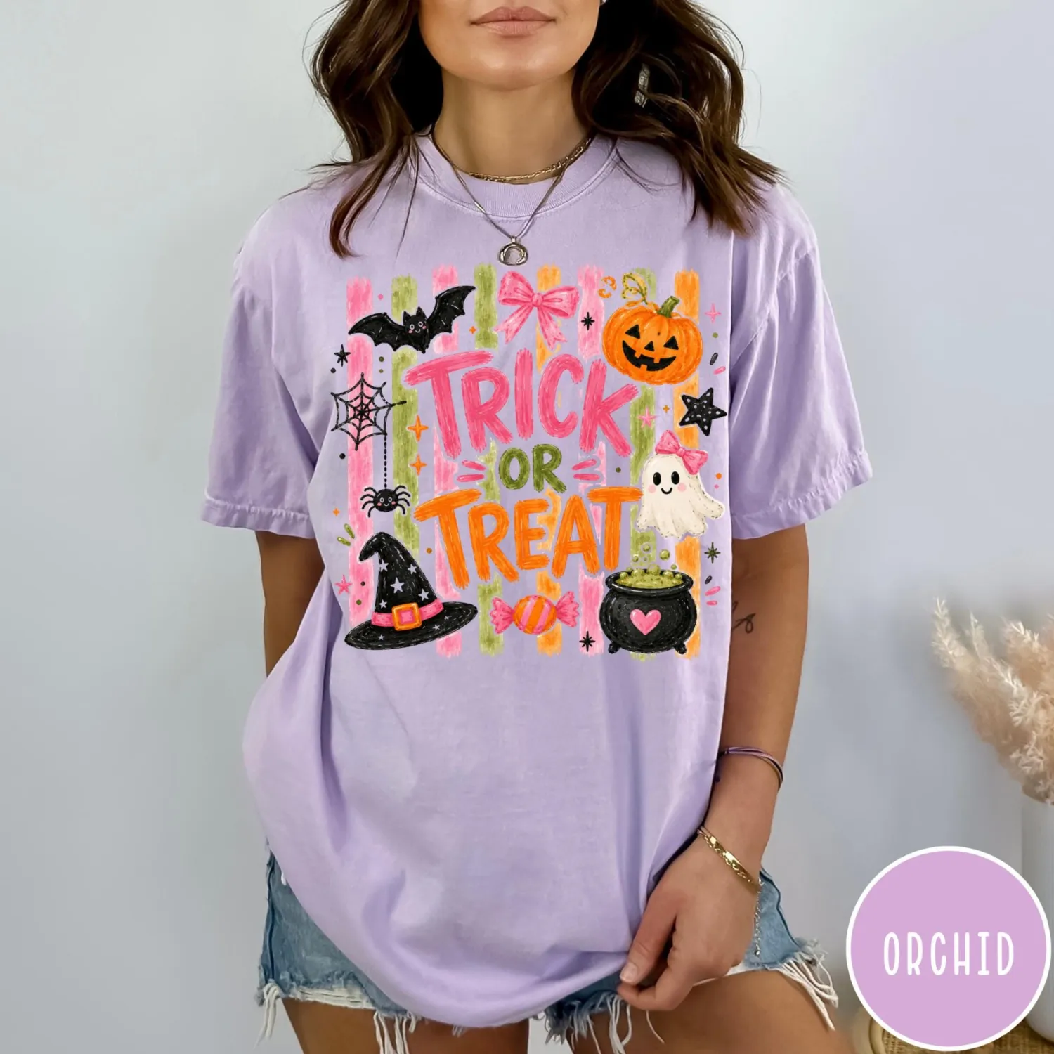 Cute Pink Coquette Trick or Treat Halloween T-Shirt Cute Pink Coquette Trick or Treat Halloween T-Shirt