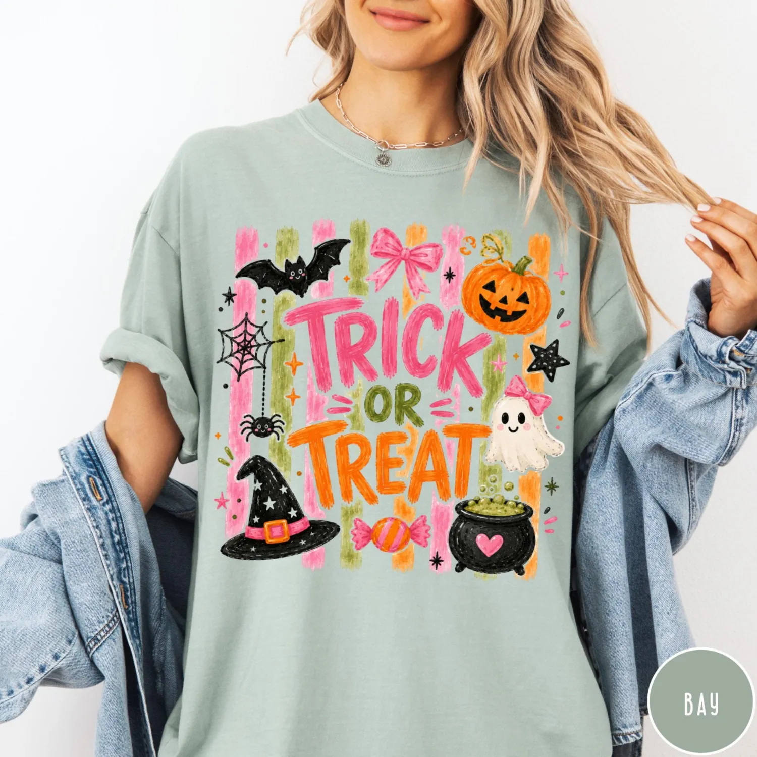 Cute Pink Coquette Trick or Treat Halloween T-Shirt Cute Pink Coquette Trick or Treat Halloween T-Shirt