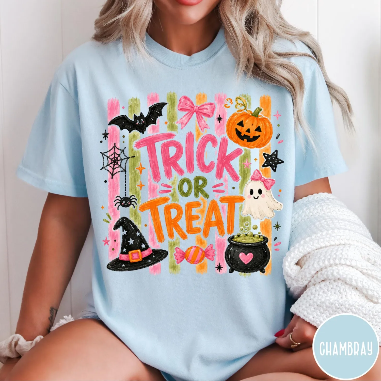 Cute Pink Coquette Trick or Treat Halloween T-Shirt Cute Pink Coquette Trick or Treat Halloween T-Shirt
