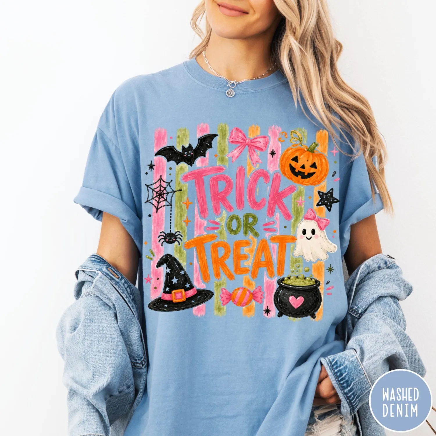 Cute Pink Coquette Trick or Treat Halloween T-Shirt Cute Pink Coquette Trick or Treat Halloween T-Shirt
