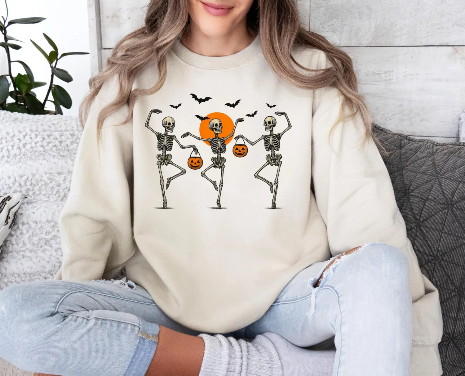 Vintage Dancing Skeletons Halloween Sweatshirt