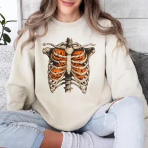 Skeleton Ribcage Pumpkin Halloween Sweatshirt