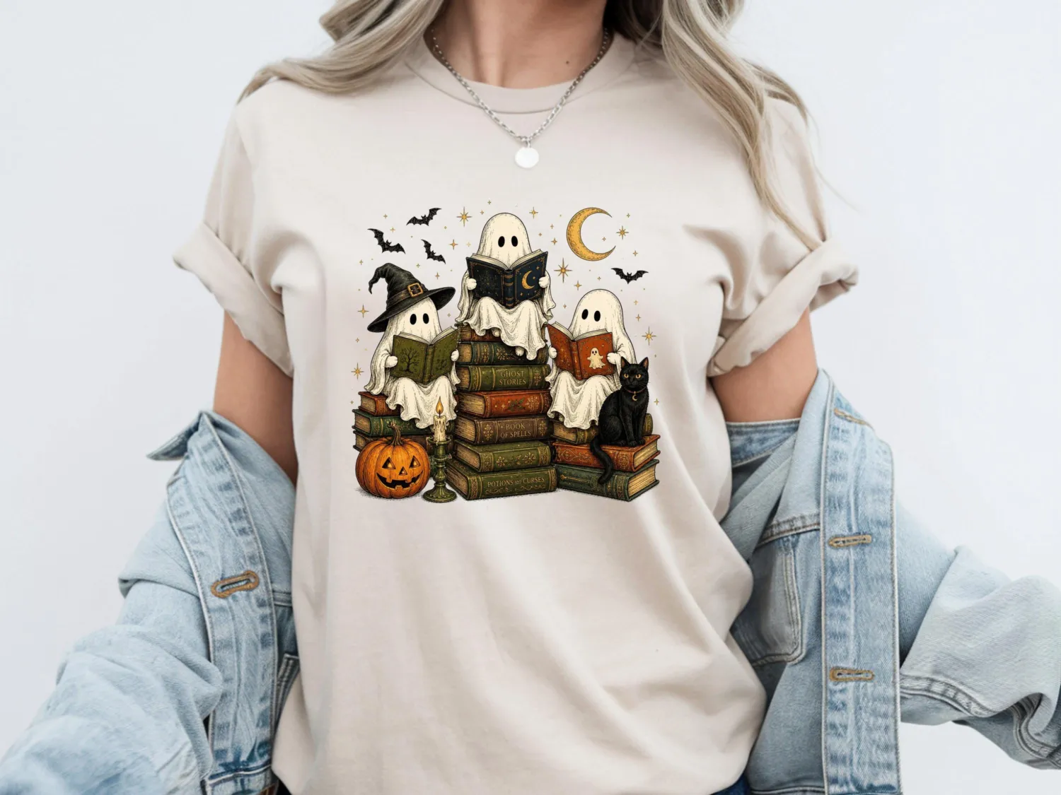 Ghost Reading Halloween T-Shirt