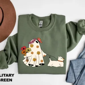 Cute Ghost Dog Halloween Sweatshirt Cute Ghost Dog Halloween Sweatshirt