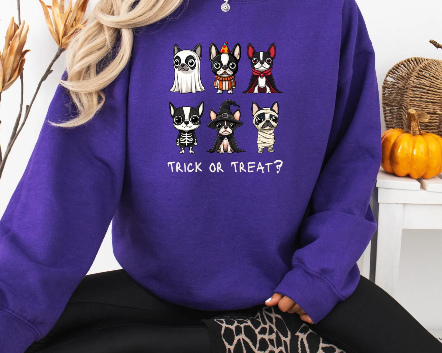 Funny Happy Halloween Dog Sweatshirt - Trick or Treat Funny Happy Halloween Dog Sweatshirt - Trick or Treat