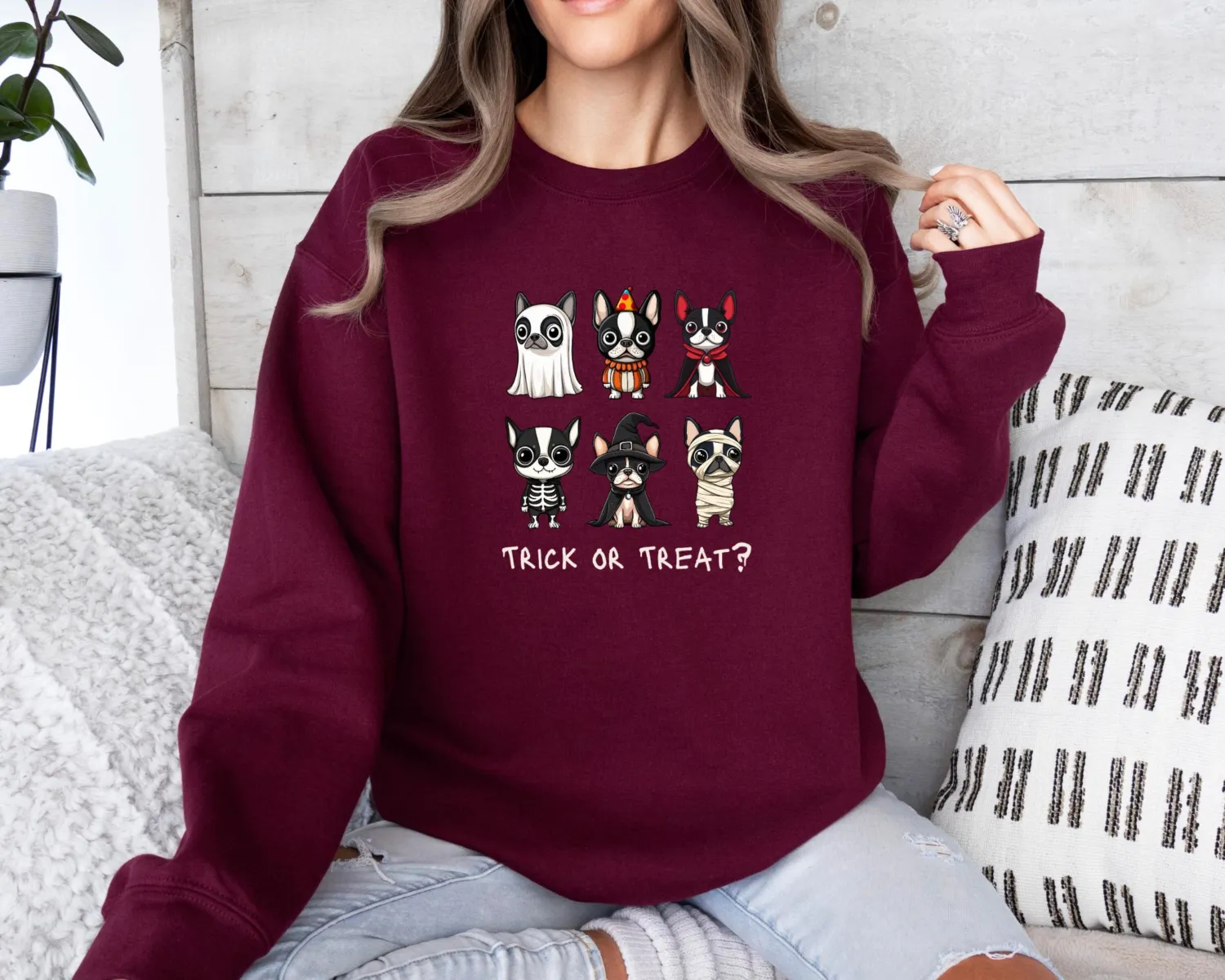 Funny Happy Halloween Dog Sweatshirt - Trick or Treat Funny Happy Halloween Dog Sweatshirt - Trick or Treat