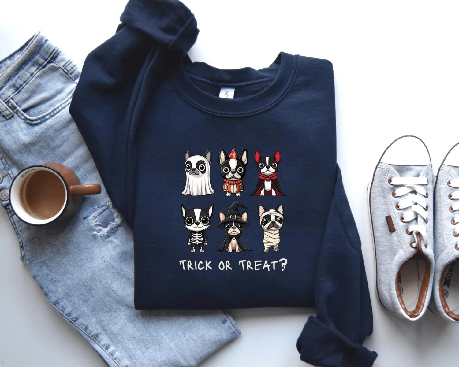Funny Happy Halloween Dog Sweatshirt - Trick or Treat Funny Happy Halloween Dog Sweatshirt - Trick or Treat