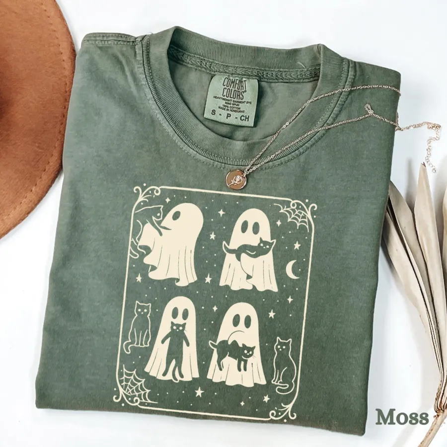 Home 13 Halloween Black Cat & Ghost T-Shirt