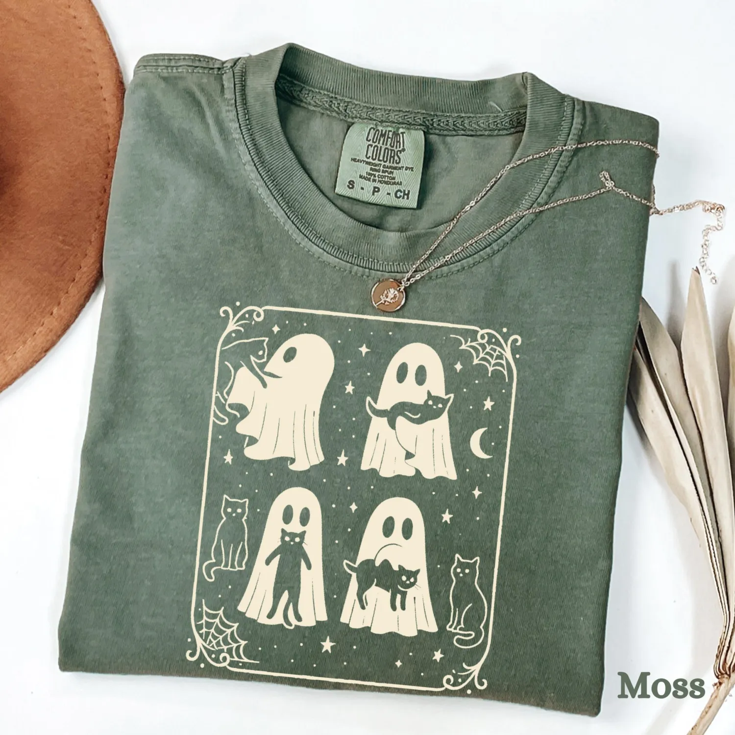 Halloween Black Cat & Ghost T-Shirt