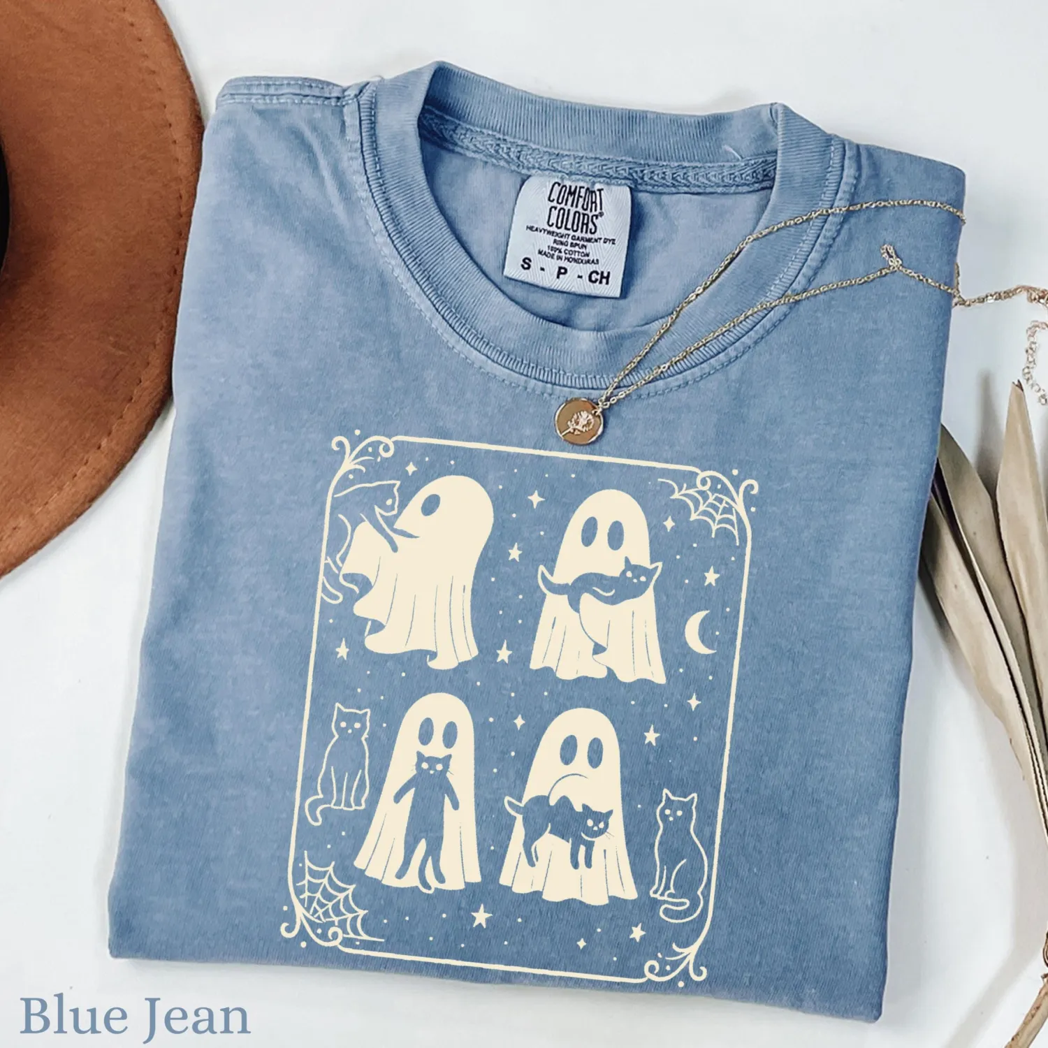 Halloween Black Cat & Ghost T-Shirt