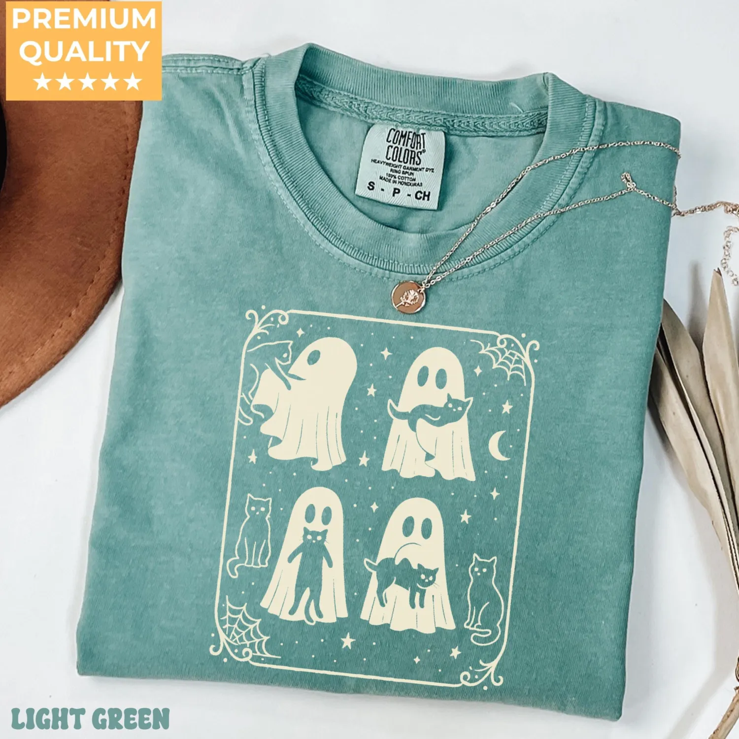 Halloween Black Cat & Ghost T-Shirt