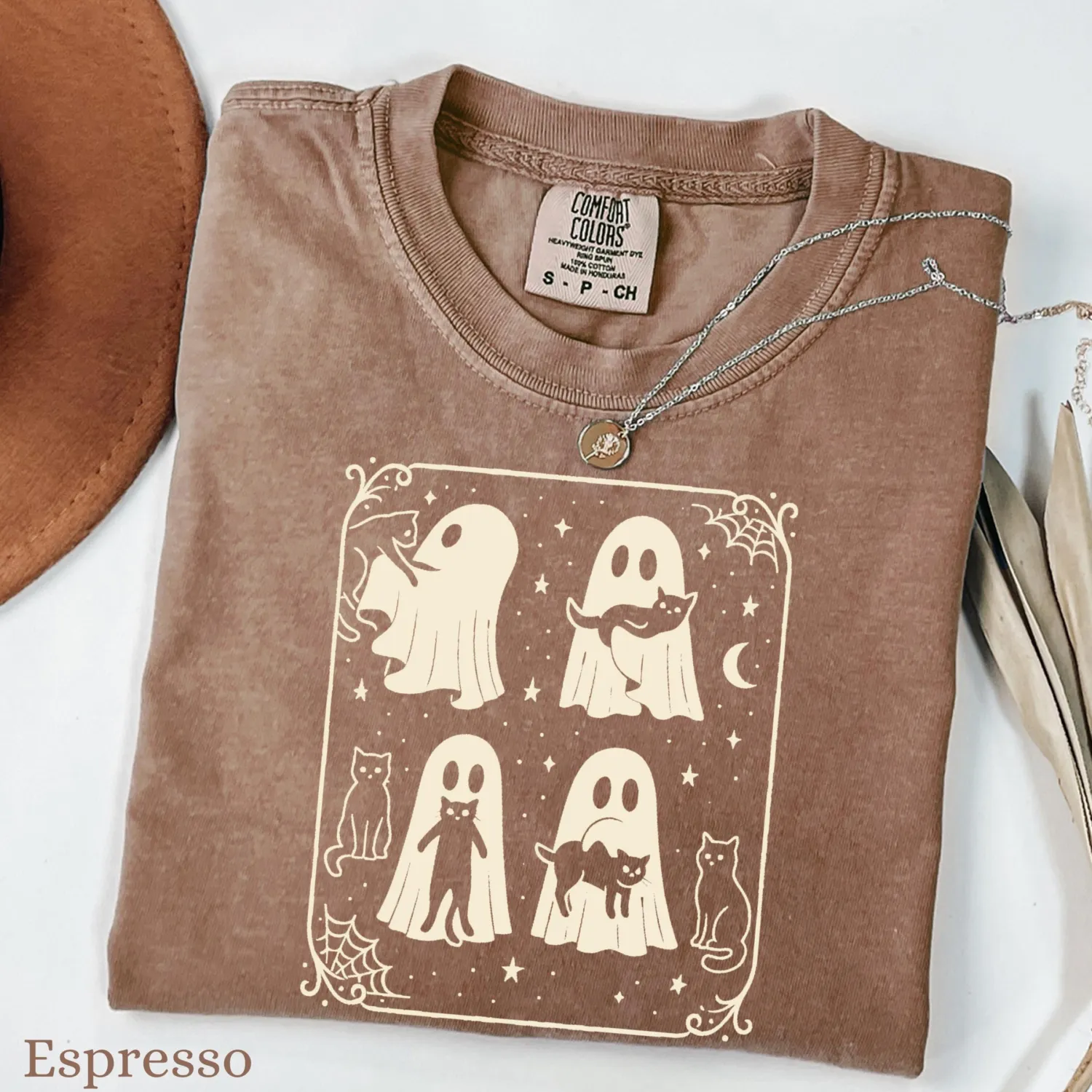 Halloween Black Cat & Ghost T-Shirt