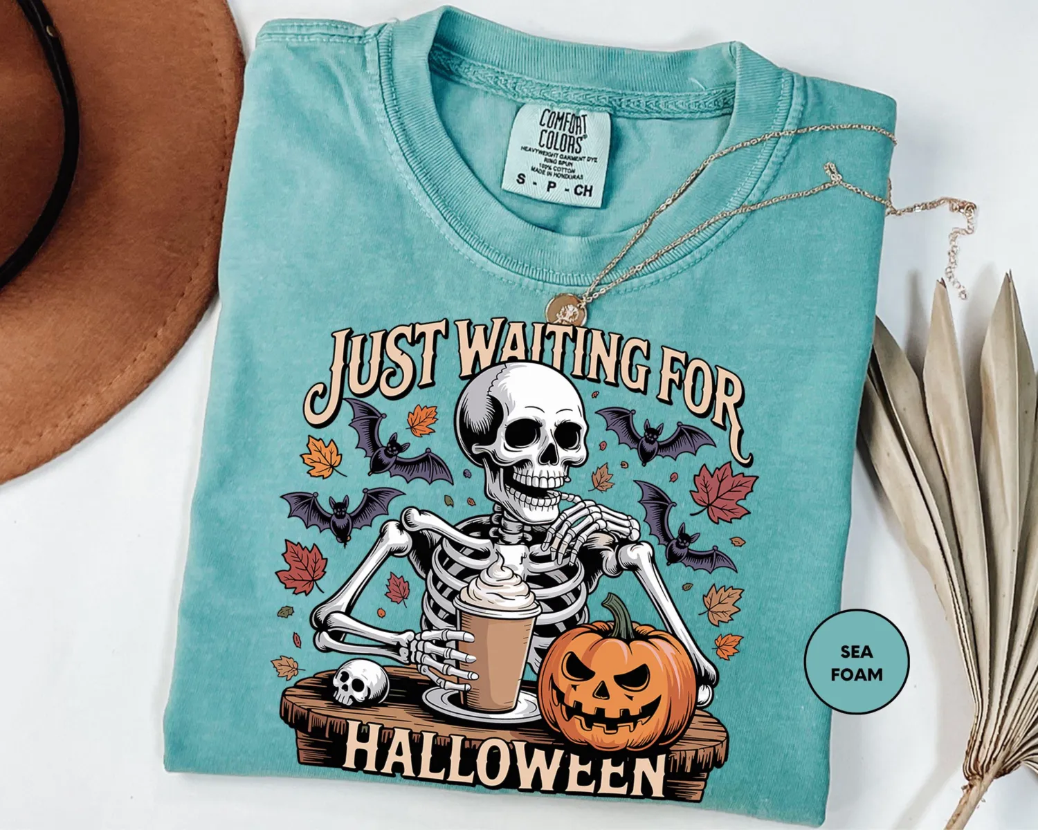 Just Waiting for Halloween Skeleton T-Shirt Just Waiting for Halloween Skeleton T-Shirt
