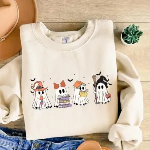 Halloween Ghosts Reading Books Sweatshirt