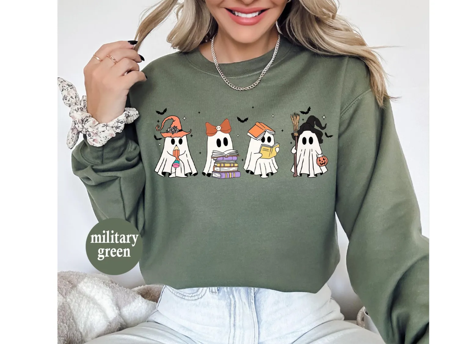 Halloween Ghosts Reading Books Sweatshirt Halloween Ghosts Reading Books Sweatshirt