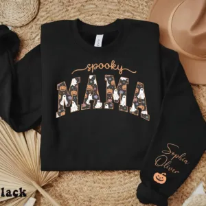 Personalized Spooky Mama Ghost Halloween Sweatshirt