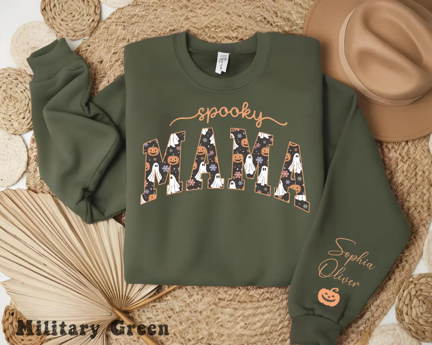 Personalized Spooky Mama Ghost Halloween Sweatshirt Personalized Spooky Mama Ghost Halloween Sweatshirt