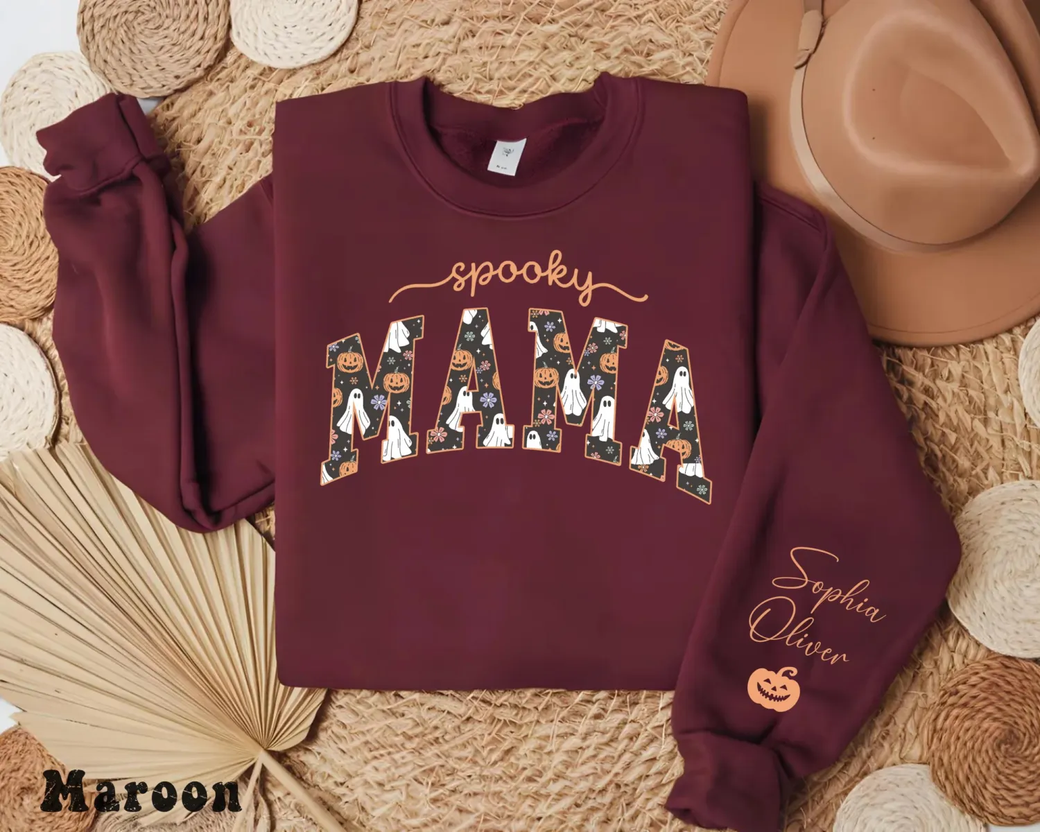 Personalized Spooky Mama Ghost Halloween Sweatshirt Personalized Spooky Mama Ghost Halloween Sweatshirt
