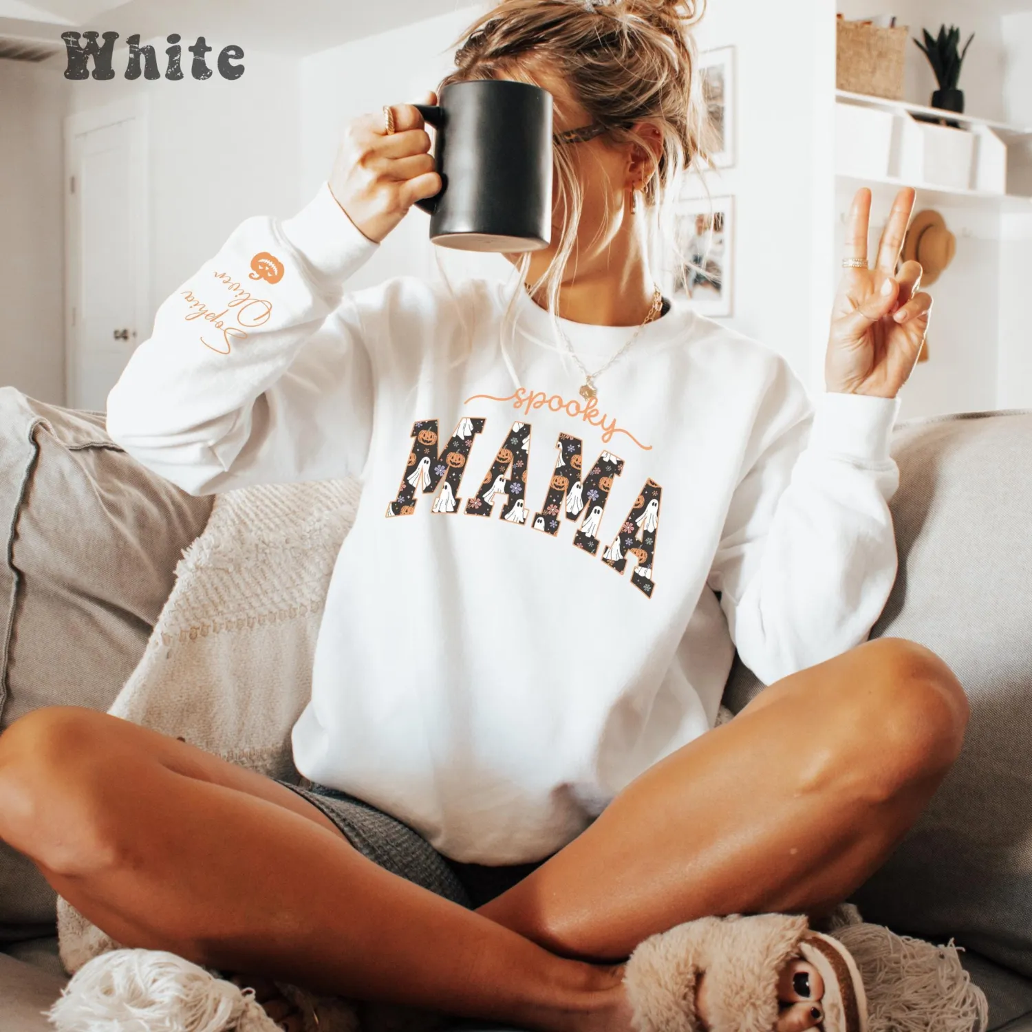 Personalized Spooky Mama Ghost Halloween Sweatshirt Personalized Spooky Mama Ghost Halloween Sweatshirt