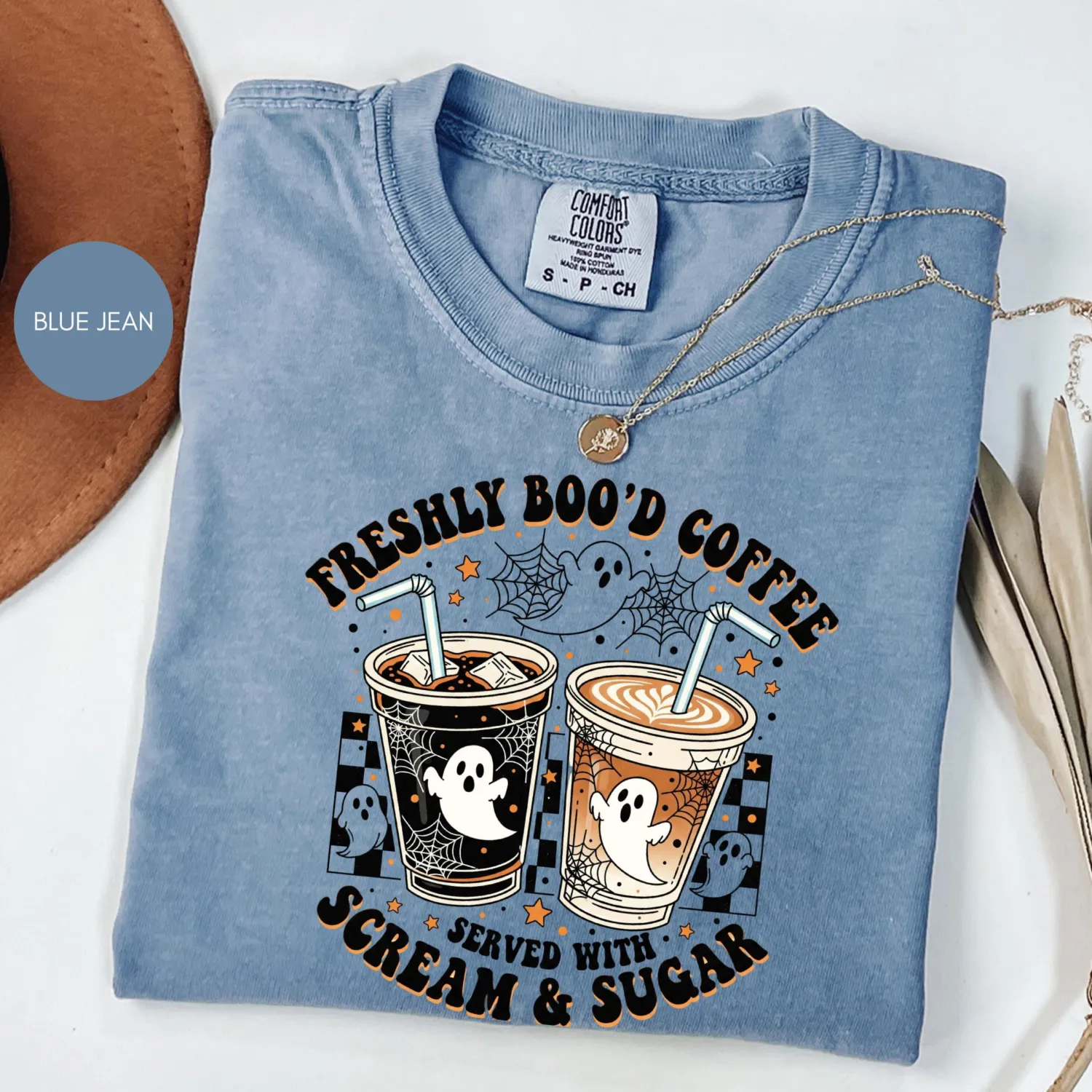 Freshly Boo'd Ghost Coffee Halloween T-Shirt Freshly Boo'd Ghost Coffee Halloween T-Shirt