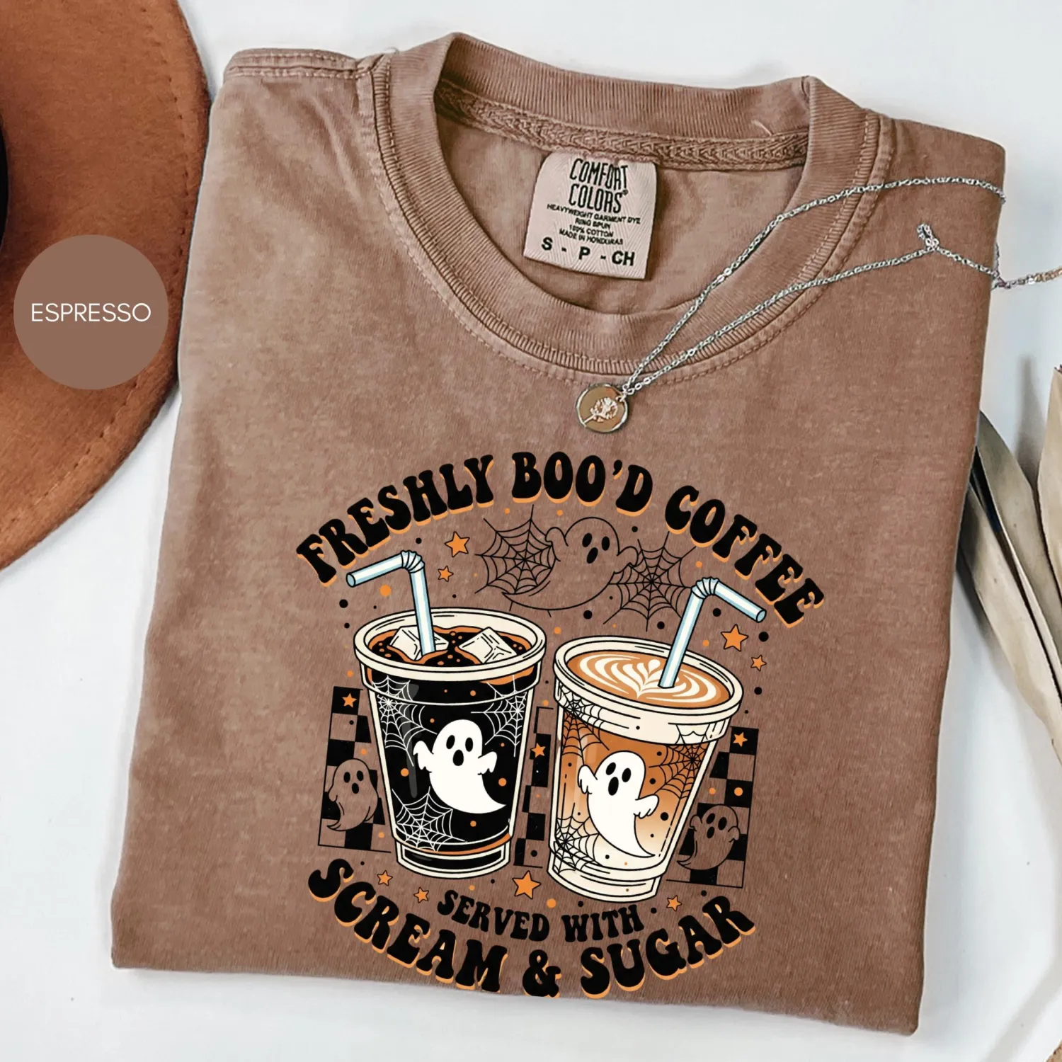 Freshly Boo'd Ghost Coffee Halloween T-Shirt Freshly Boo'd Ghost Coffee Halloween T-Shirt