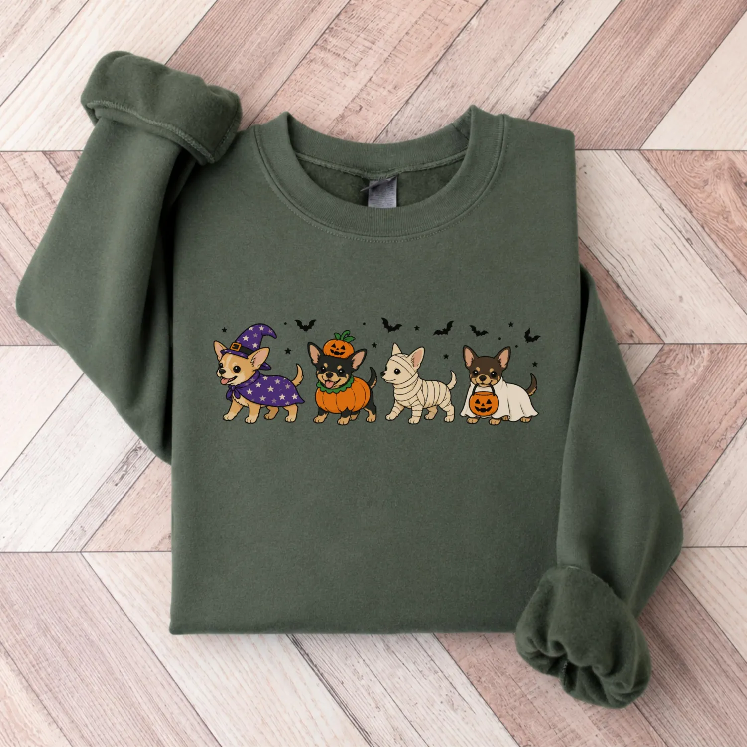Cute Chihuahua Witch Pumpkin Halloween Sweatshirt